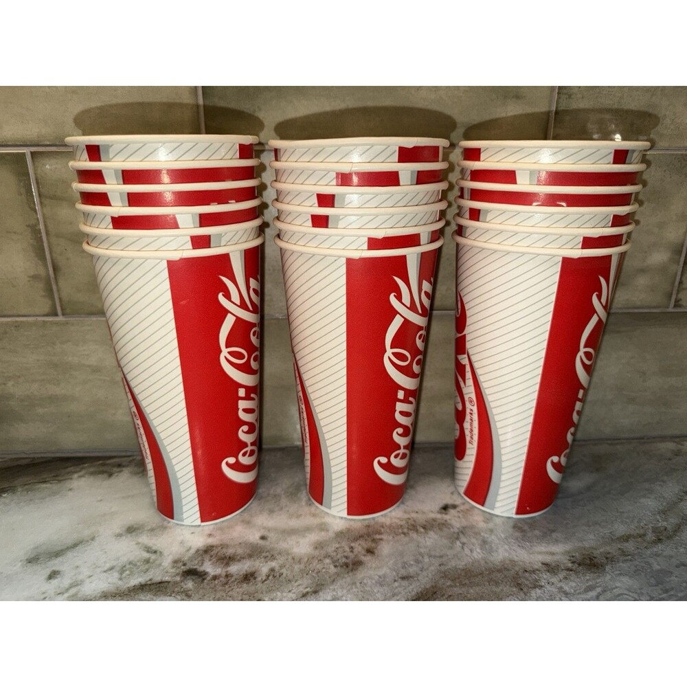 1980s Coca Cola Coke Classic Diet Coke 12 oz Vending Wax Paper Cups -18 Cups NOS - Picture 7 of 7